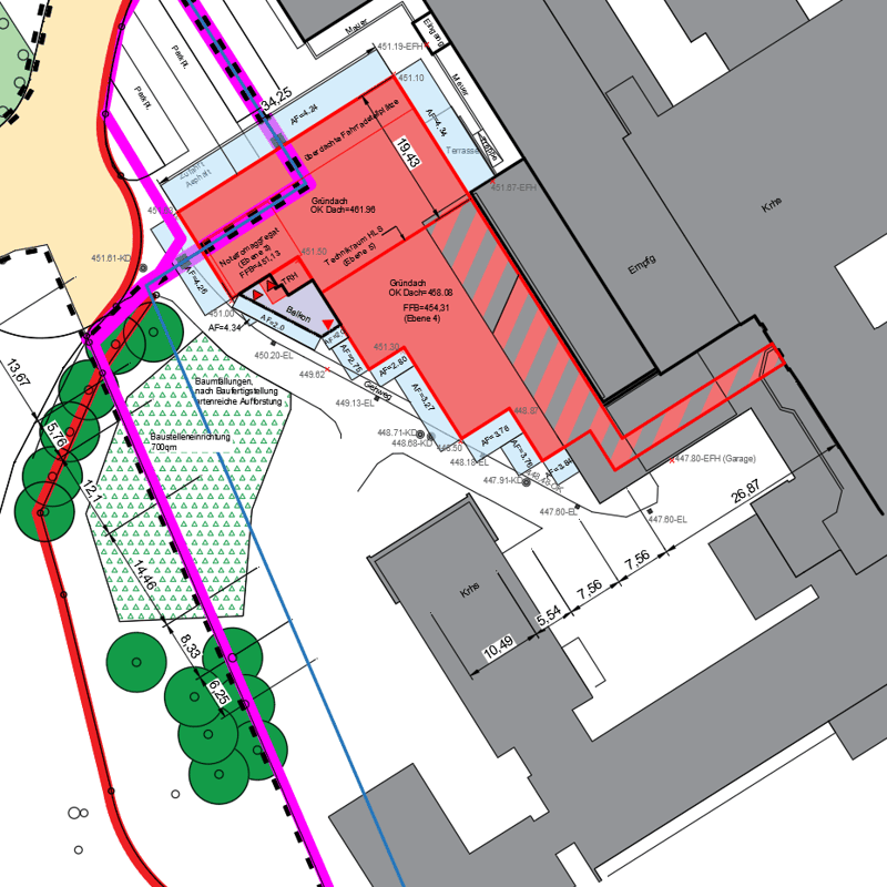 Abstandsflächenplan des Ostalb-Klinikums Aalen